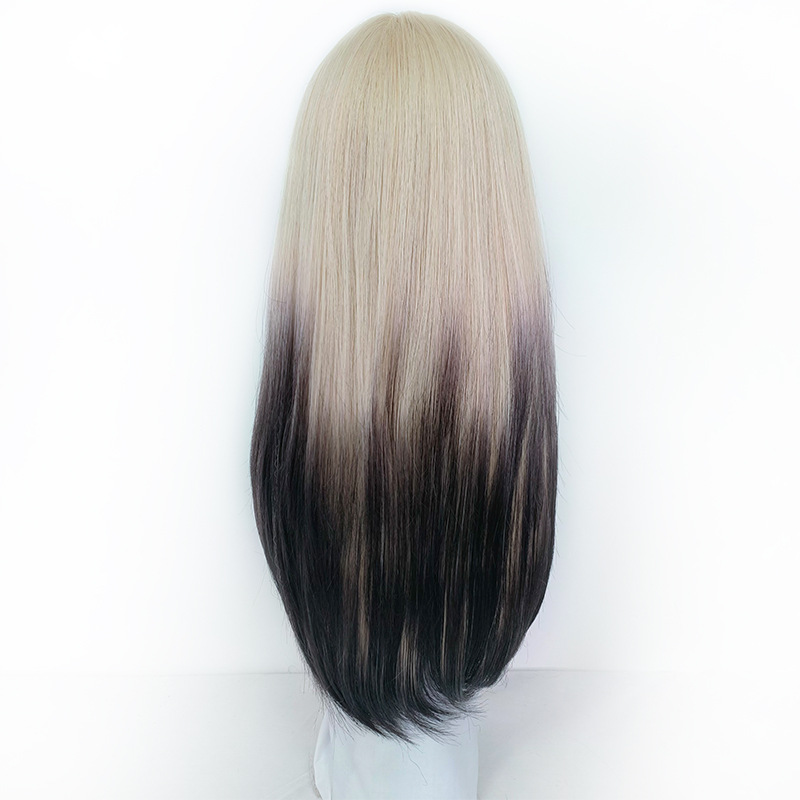 Wholesale of best-selling foreign trade wigs with layered long hair, golden gradient long curly hair, European and American chemical fiber wigs and hair covers Specification image
