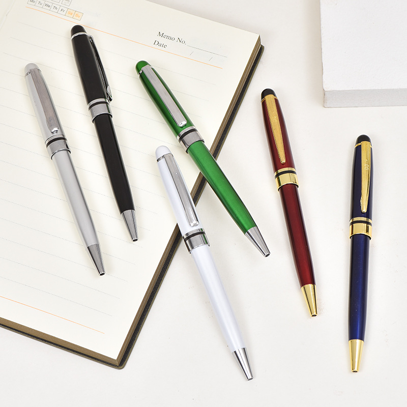 Business Hotel High-End Advertising Pen Gifts Neutral Signature Pen Push Button Ballpoint Pen Printing Logo Factory Direct Sales Specification drawing