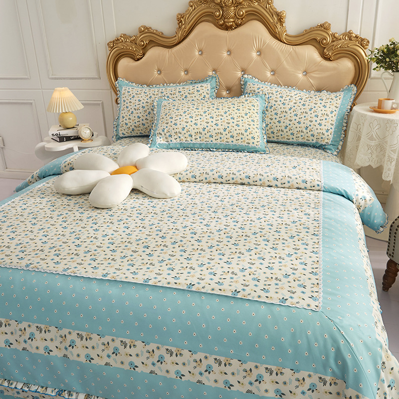 Korean Small Floral European Color Cotton Woolen Bedding Four-Piece Sheet And Quilt Set Four Seasons Universal Fresh Pastoral Style Application Scenario
