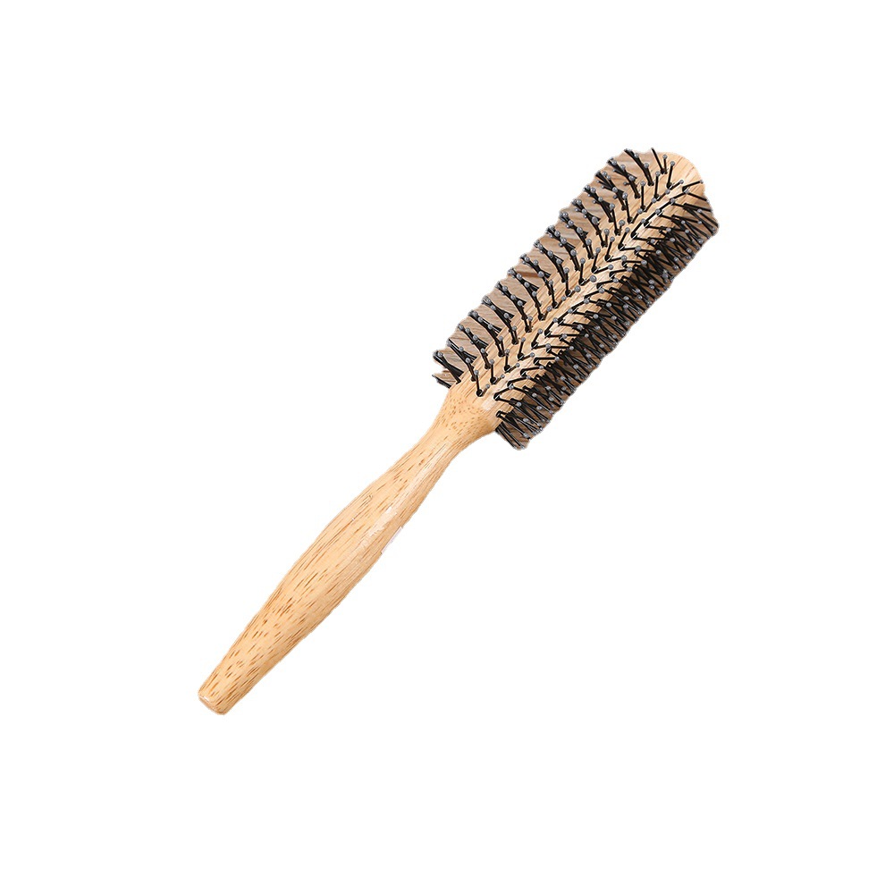 Factory direct sales of curly hair combs, wooden color, inner buckle design, round anti-static wooden comb Item Picture