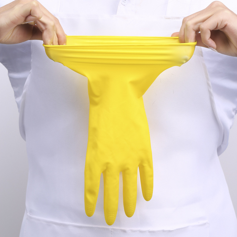 Yellow ox tendon labor protection dishwashing honor, Nanyang gloves, women's industrial leather, household cleaning, kitchen rubber latex protection details Picture