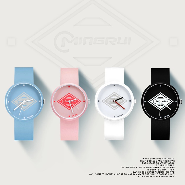 Mingrui Casual quartz Watch for students and children, waterproof silicone hands, men's watch, women can be customized with logo and label modification details Picture
