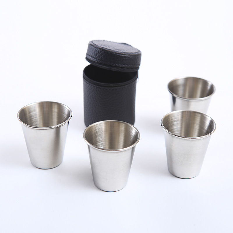 304 stainless steel wine glass set, outdoor portable small wine glass set, travel and picnic thickened wine glass 30ml wholesale details Picture
