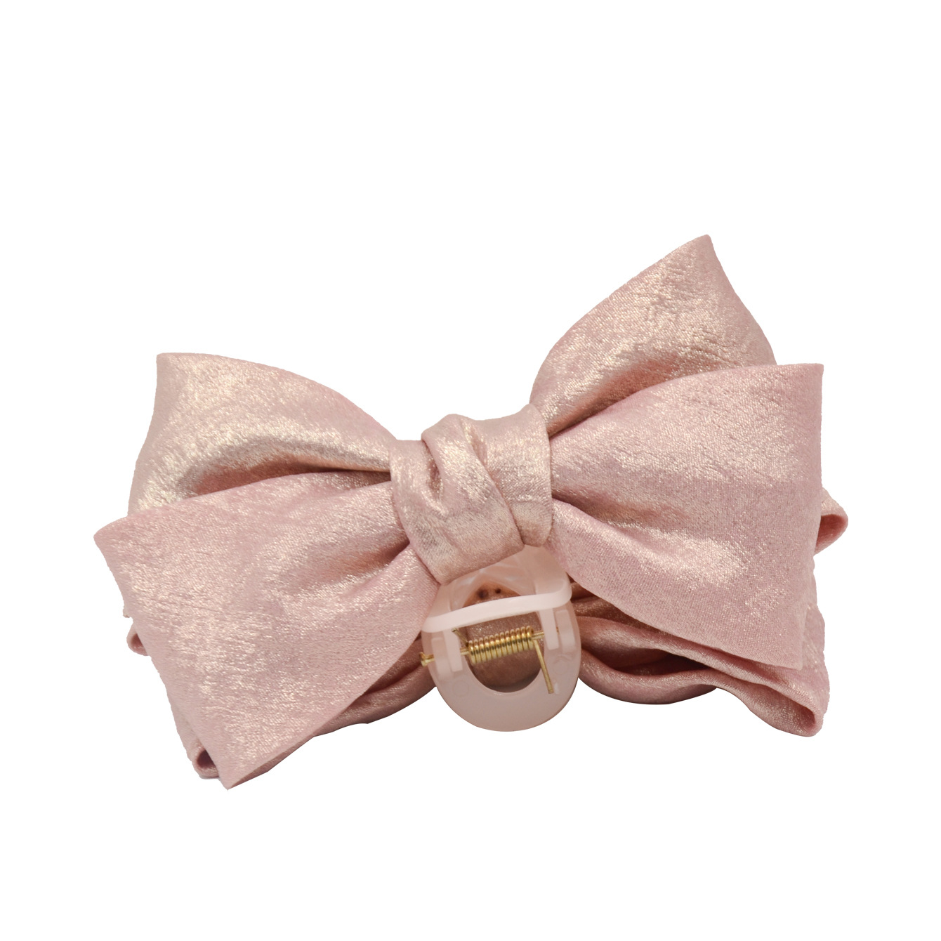 Qiwei Accessories' exclusive cross-border new satin large bow double-sided grab hair accessory, bright-colored princess hair clip Item Picture