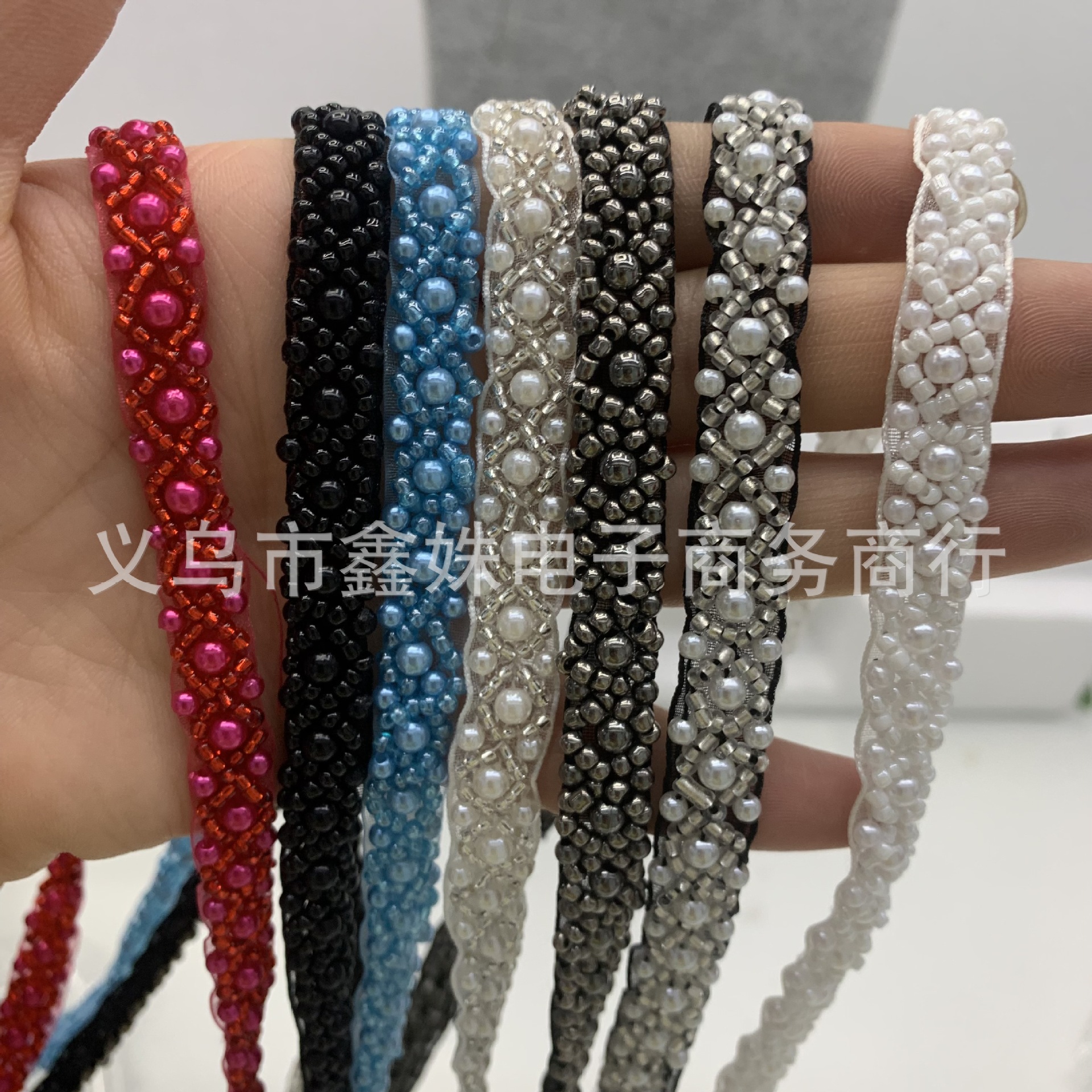 彩色钉珠刺绣金色蕾丝花边珠片婚纱礼服辅料