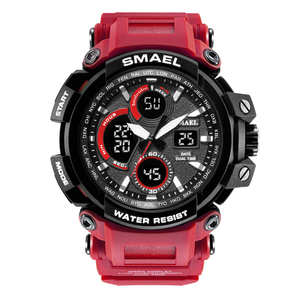 SMAEL cross-border men's electronic watch, waterproof, distinctive large dial, mountaineering, swimming, luminous, trendy men's watch Item Picture