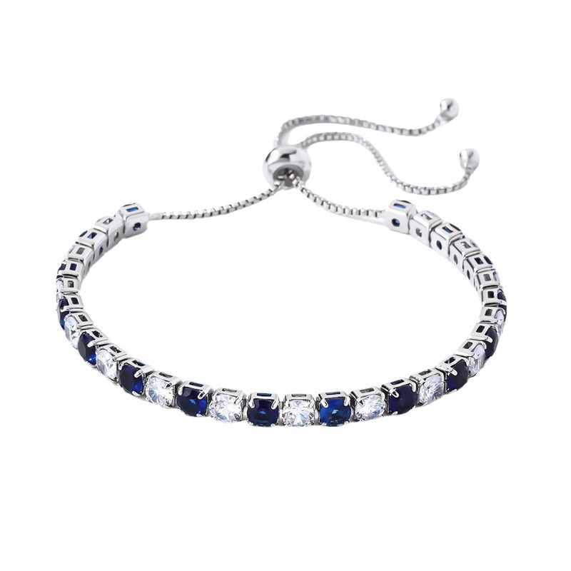 The popular cross-border colored zircon bracelet from Europe and America, the women's color full diamond and platinum plated tennis chain, and the best-selling jewelry on Amazon Item Picture