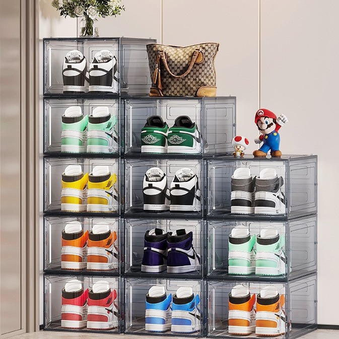 Thickened Home Side Open Shoe Box Storage Box Aj Basketball Shoes High Heels Simple Shoe Rack Shoe Cabinet Transparent Seal Specification drawing