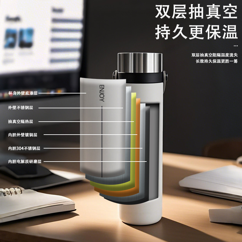 2024 New stainless steel student cup with lid for girls, office high appearance level, men's Shengguang Specification image