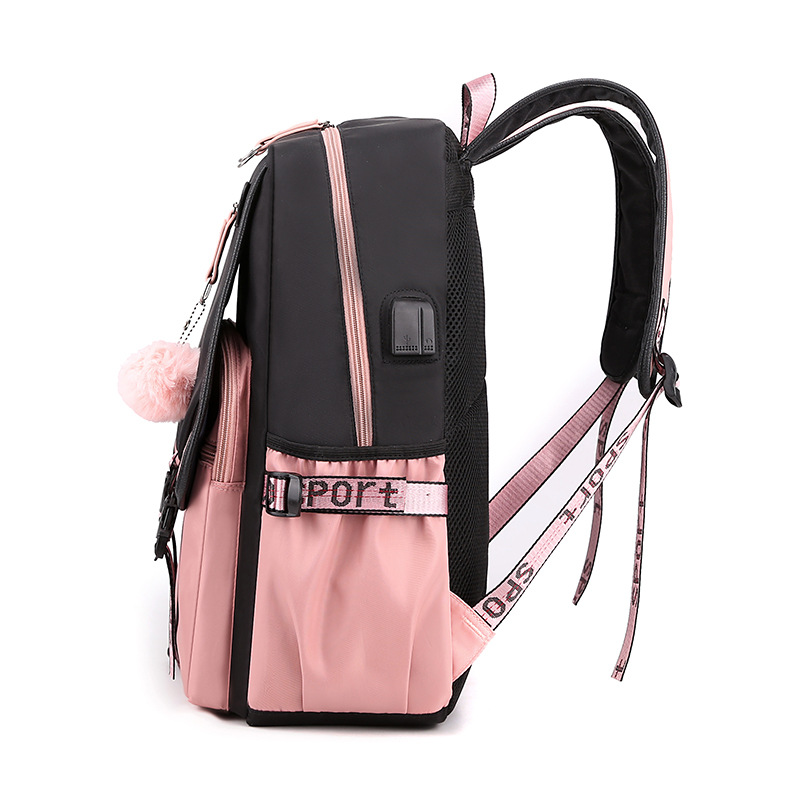 Viento del campus de gran capacidad USB cargador bolsa de estudiante adolescente mochila mochila mochila mochila de computadora stiffin details Picture