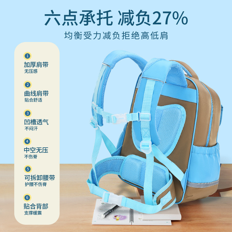 2023 New Children's schoolbag for primary school students from grades 1 to 6, with large capacity for boys and girls to support the spine and reduce the burden details Picture