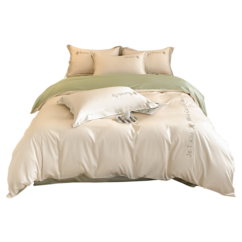 180-count high-end long-staple cotton four-piece set, pure cotton 100, all-cotton light luxury high-end quilt cover, bed sheet and bedding Item Picture