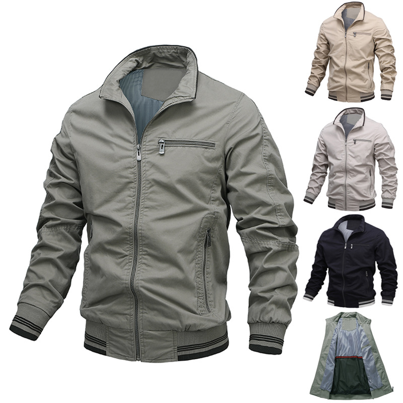 Washed pure cotton jacket for men, new solid color casual coat for men, cross-border supply, factory direct sales of men's shirts