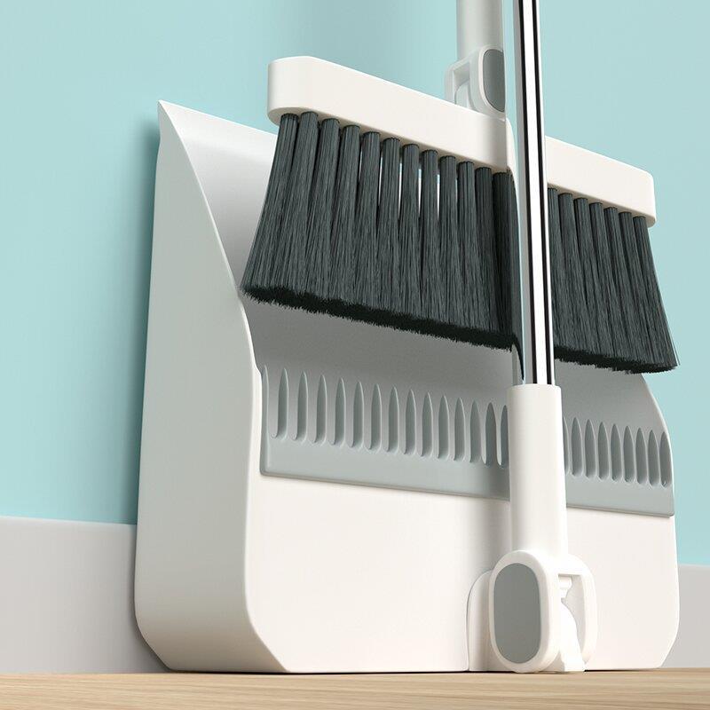 New Sweeping Broom Set Wholesale Household Soft Hair Broom Plastic Stainless Steel Whisk Broom Long Toothed Dustpan Combination