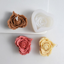 韩国新款玫瑰爱心蜡烛硅胶模具DIY香薰蜡烛石膏手工皂蛋糕装饰模