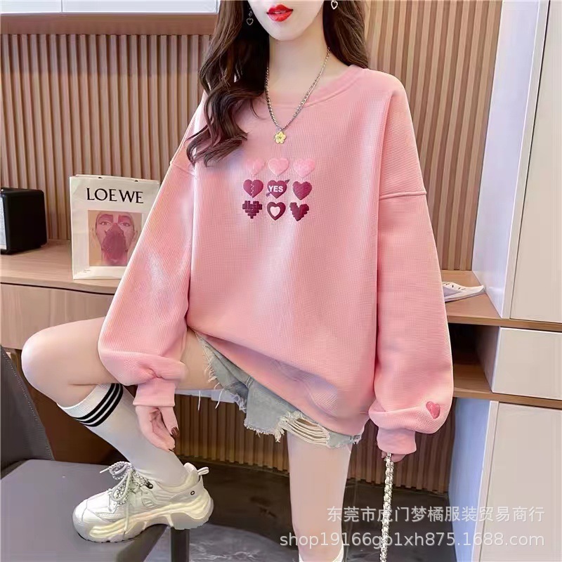 2023 Spring And Autumn New Korean Version Of Women Plus Cashmere Hoodie Women's Large Size Loose Hoodie Wholesale Factory Direct Sales Specification drawing