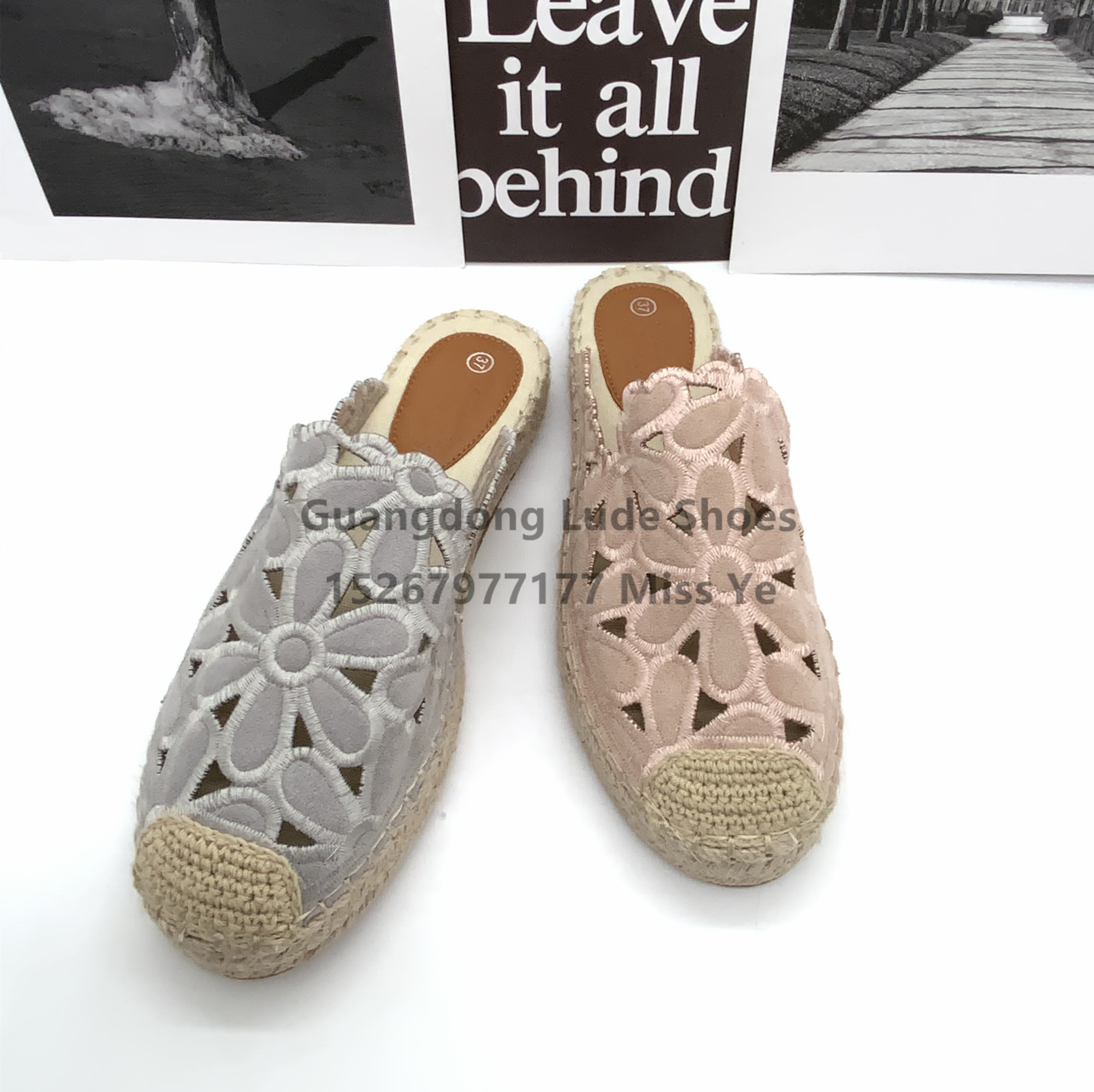Summer Slippers Women 2022 New Hollow Flower Embroidery Platform Slippers Guangzhou Women's Shoes Craft Shoes Straw Slippers Specification drawing