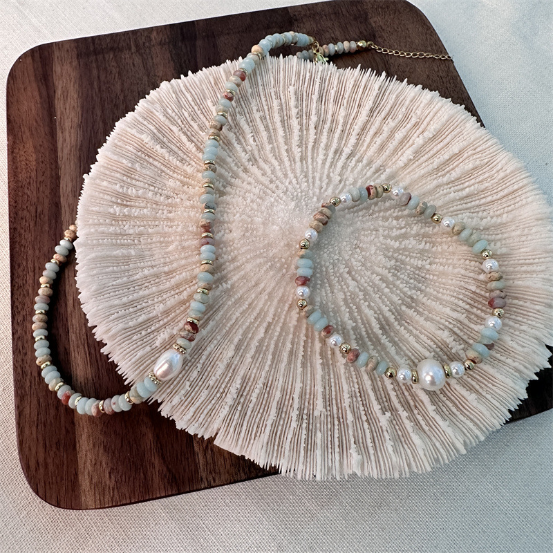 Collar perlas color luz accesorios de lujo mujer 2024 nuevo perlas cadena clavícula piedras naturales gargantilla dopamina details Picture