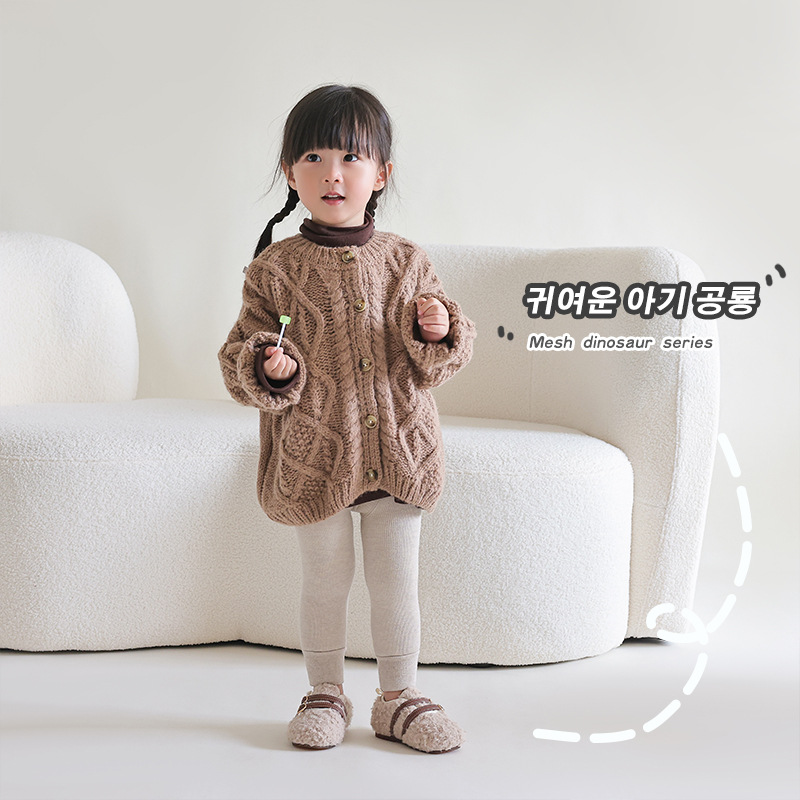 22 Autumn And Winter Baby Plus Fleece Thickened One Nine-Point Tights Newborn Baby Solid Color Leggings Girls Tights Specification drawing