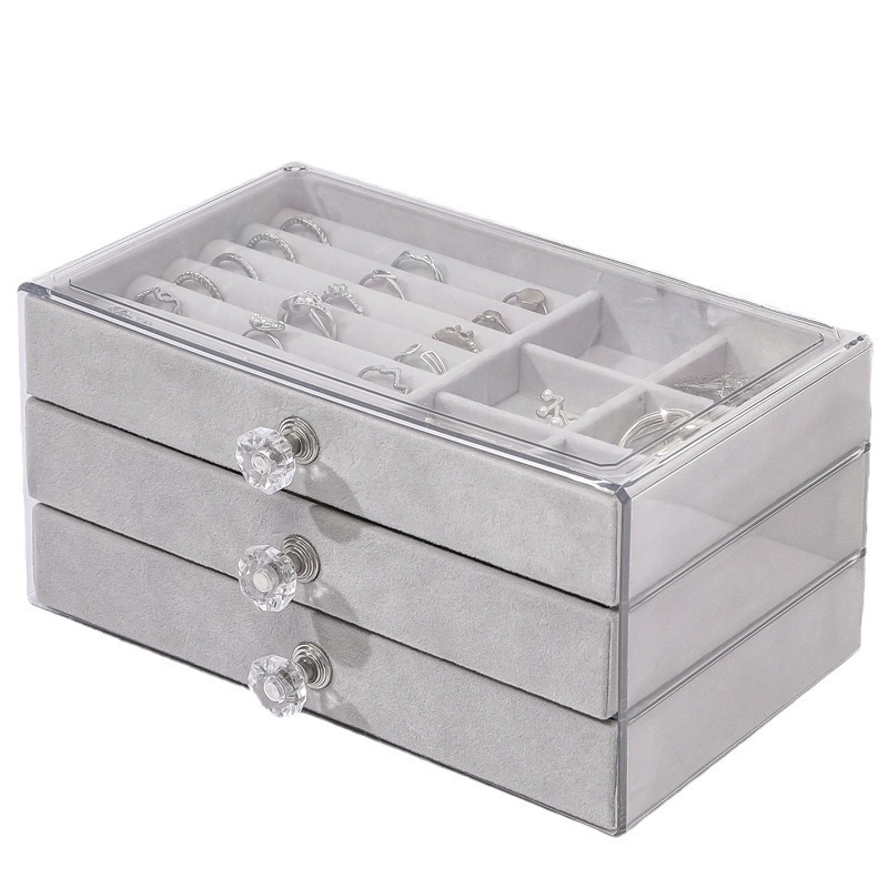 Multi-Layer Gray Drawer Type Jewelry Cosmetics Storage Box Earpiece Lipstick Watch Organizer Box Acrylic Display Stand Item Picture