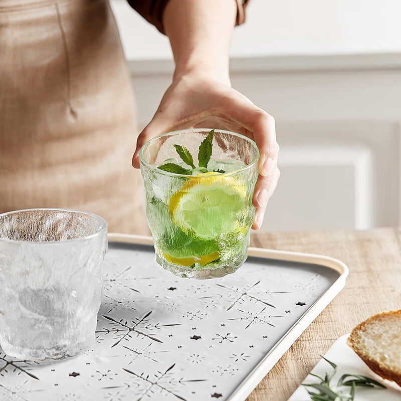 Summer high-appearance-level glass glacier texture thickened home beer glass 300ml Specification image