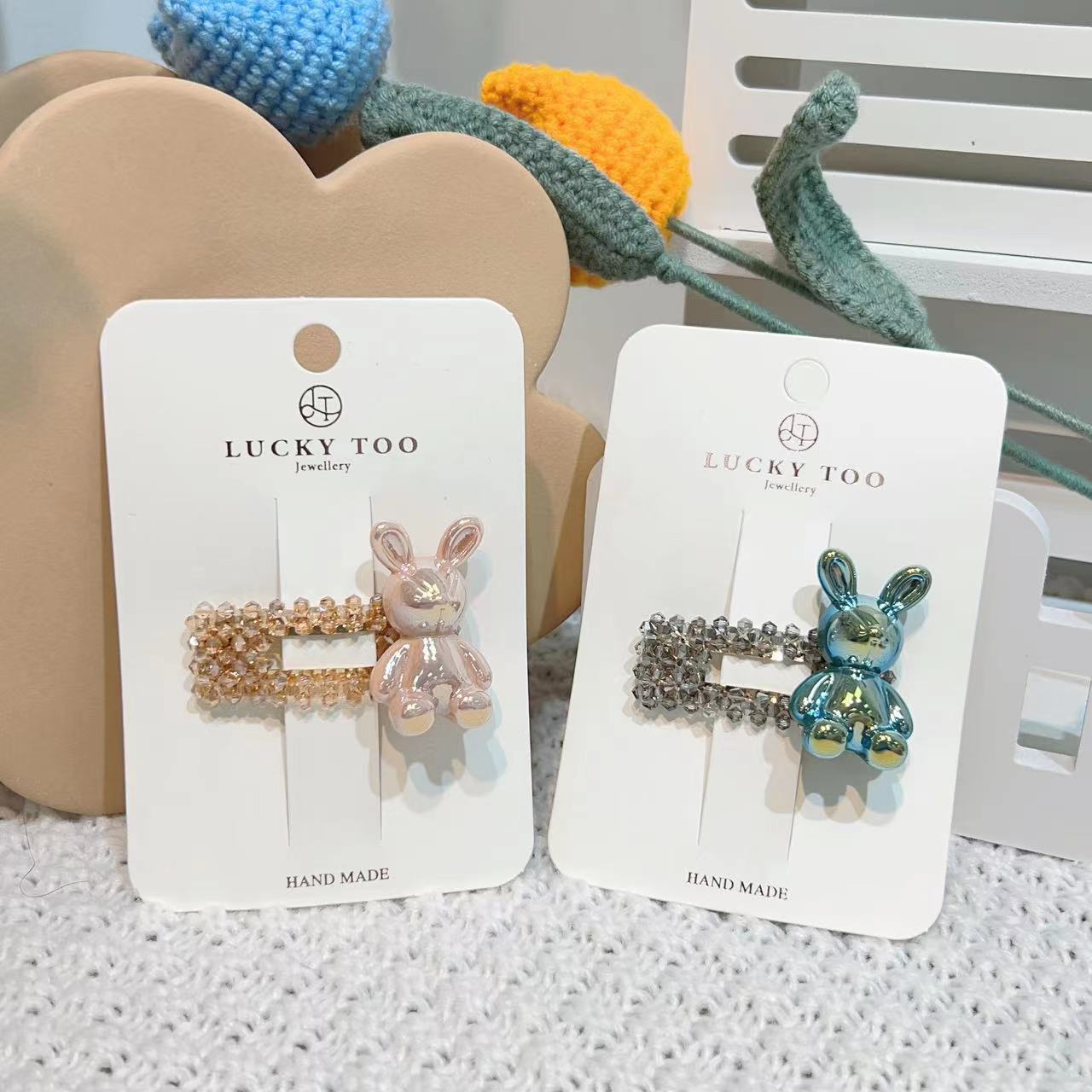 Bobby Pin Lt10360 Korean Heavy Industry Crystal Rabbit Diamond Hair Pin full figure