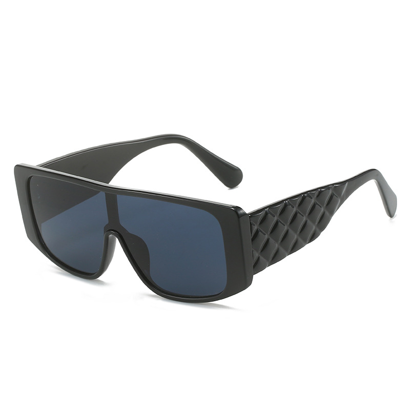 2023跨境一体大框太阳镜 欧美时尚户外方框眼镜男 简约连体PC墨镜