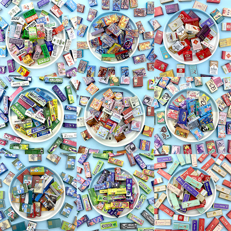 Resin accessories mini convenience store, miniature simulation food toys, children's house play, diy toy ornaments, small square box full figure