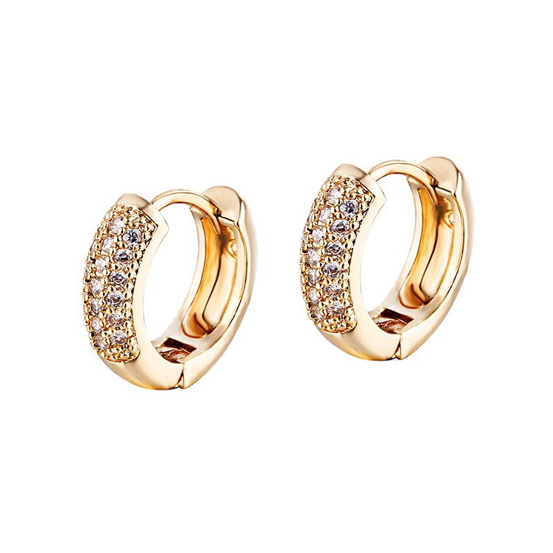 Kashi accessories 18K gold diamond-encrusted men's earrings, European and American simple style diamond-encrusted elegant earrings, ear loops and ear rings Item Picture