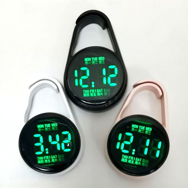 In-stock LED electronic wall watch H3 waterproof luminous backpack keychain student and children's wall watch mini small wall watch details Picture