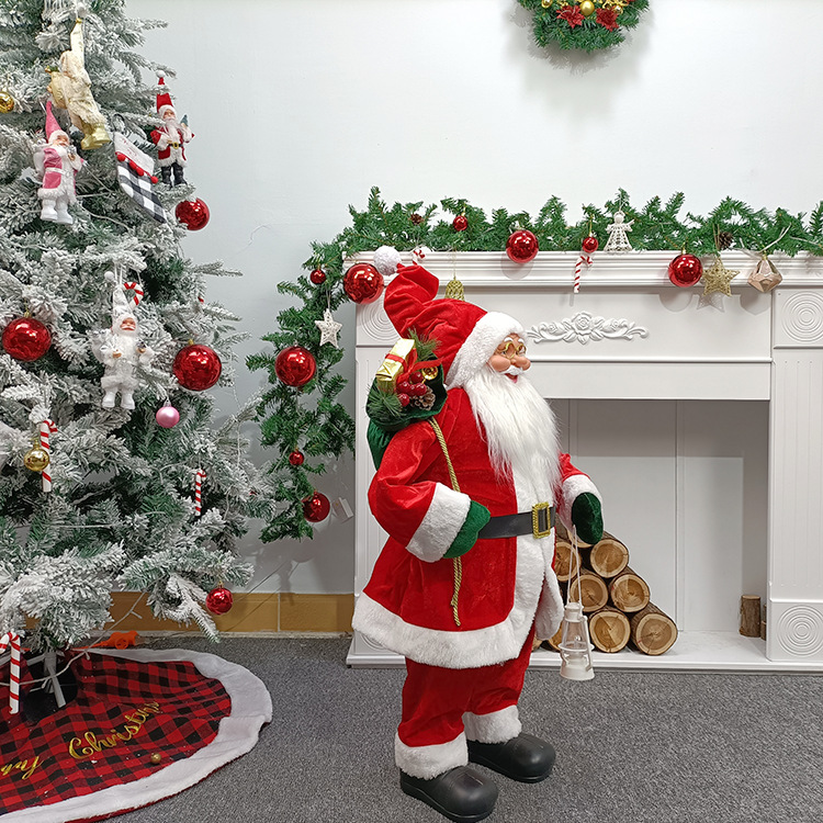 Cheung Chau Christmas Factory Directly Provides 80Cm Standing Santa Claus Christmas Decorations Christmas Scene Decoration Christmas Gifts Display Santa Claus Item Picture
