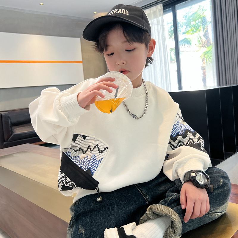 童装男童秋款卫衣2024新款中大童秋上衣儿童春秋圆领打底衫衣服潮