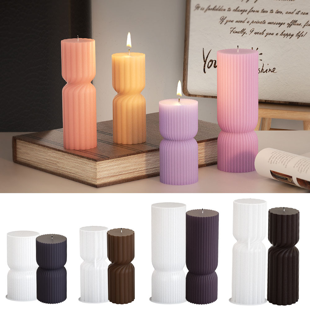 New size geometric cylindrical vertical stripes candle ornaments diy aromatherapy resin candle silicone mold crafts ornaments handicraft resin