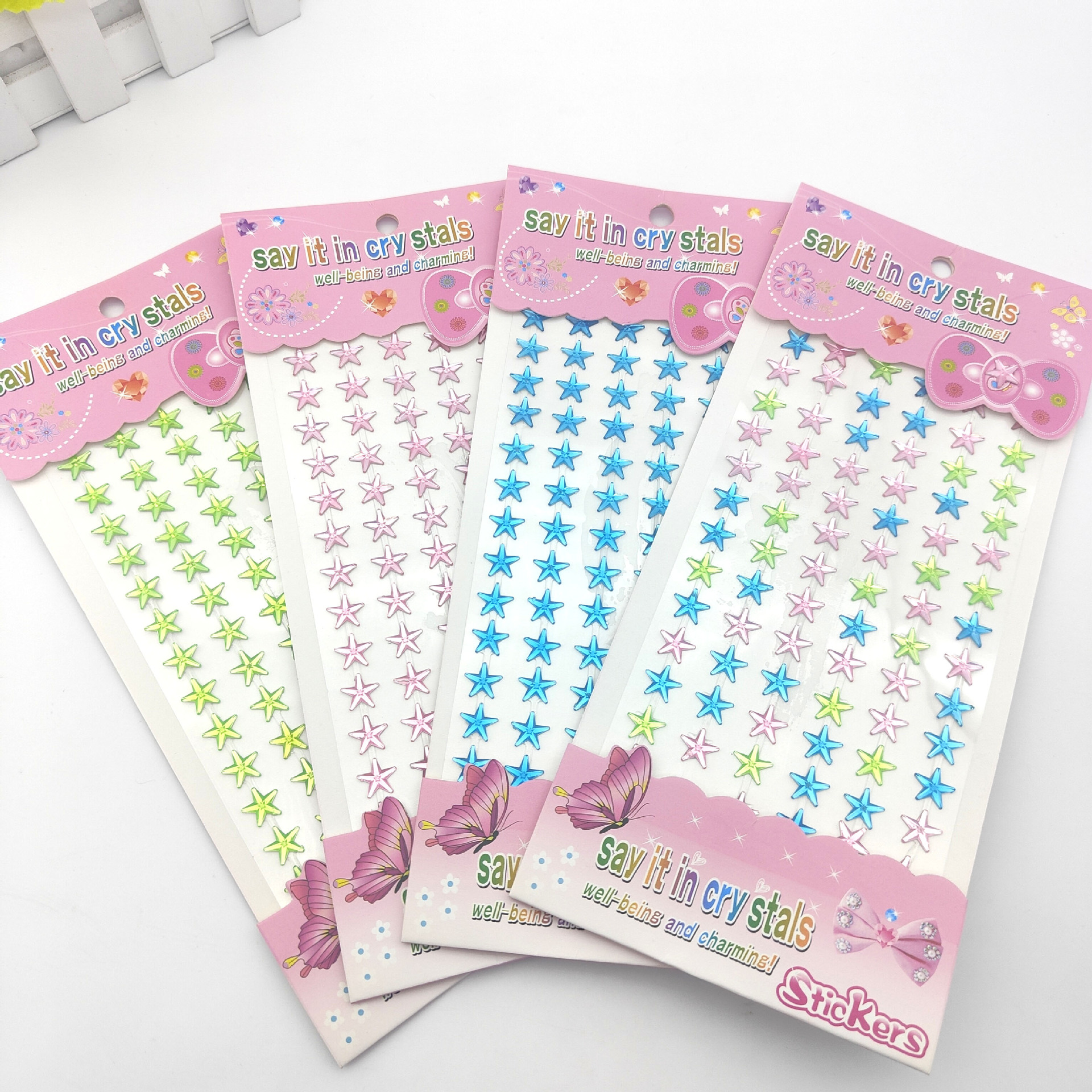 Star diamond stickers, colored five-pointed star diamond, acrylic diamond stickers, eyebrow center stickers, children's DIY stickers, decorative stickers materials