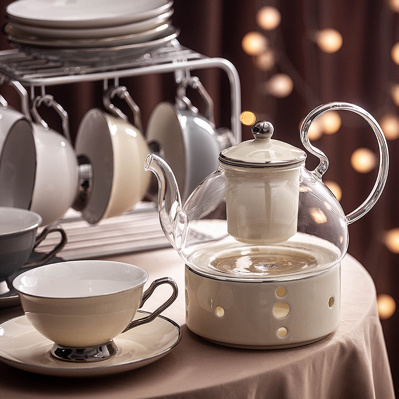 A3L Light luxury Pyrex Flower teapot Herbal tea set Fruit teapot set Afternoon tea teapot teacup home Specification drawing