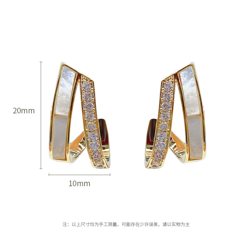 Obi new shell zircon high-grade sense earrings wholesale fashion women's earrings S925 silver needle temperament niche design Item Picture