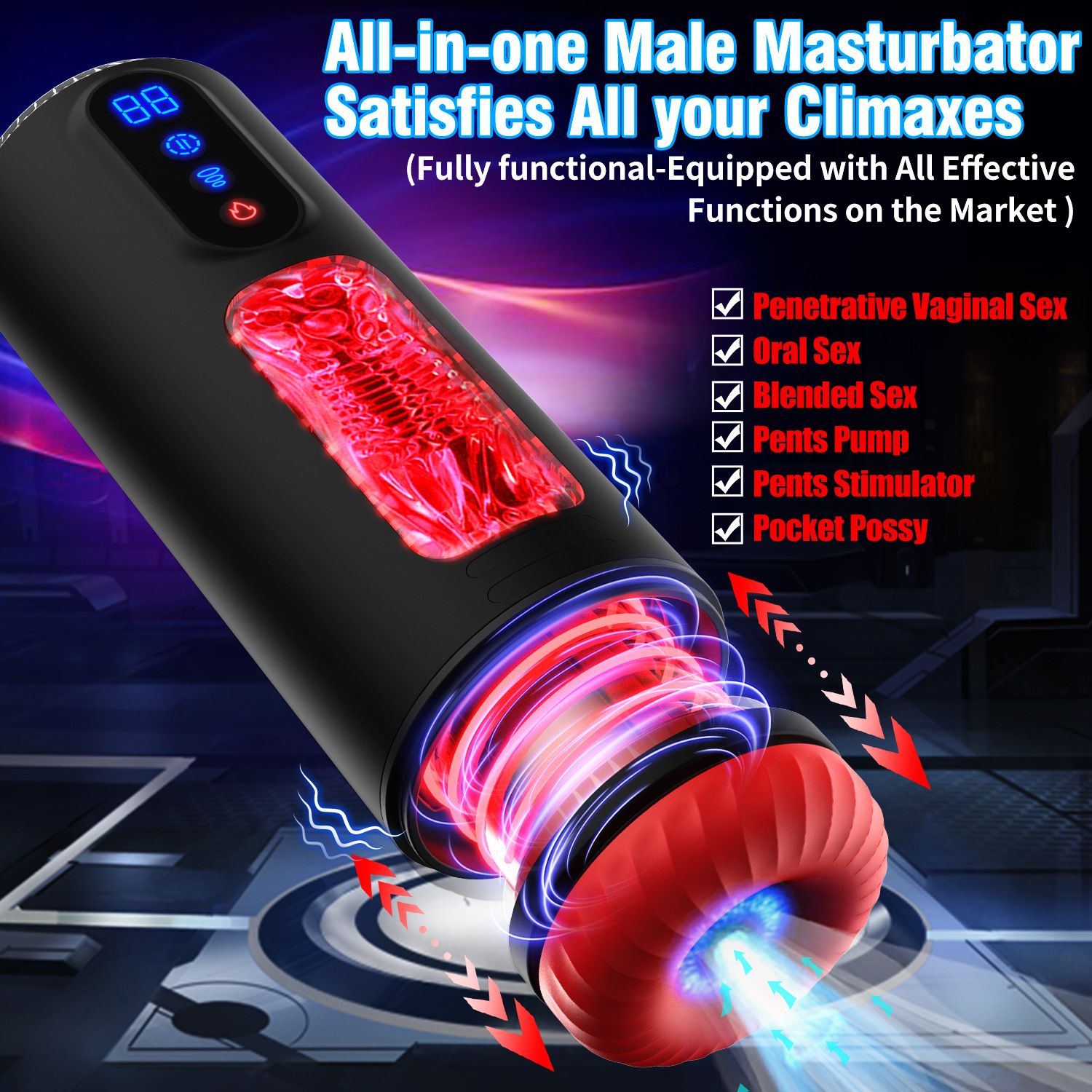 Best-selling fully automatic real deep throat aircraft cup for men, electric telescopic sucking sound, vibration and heating Specification drawing