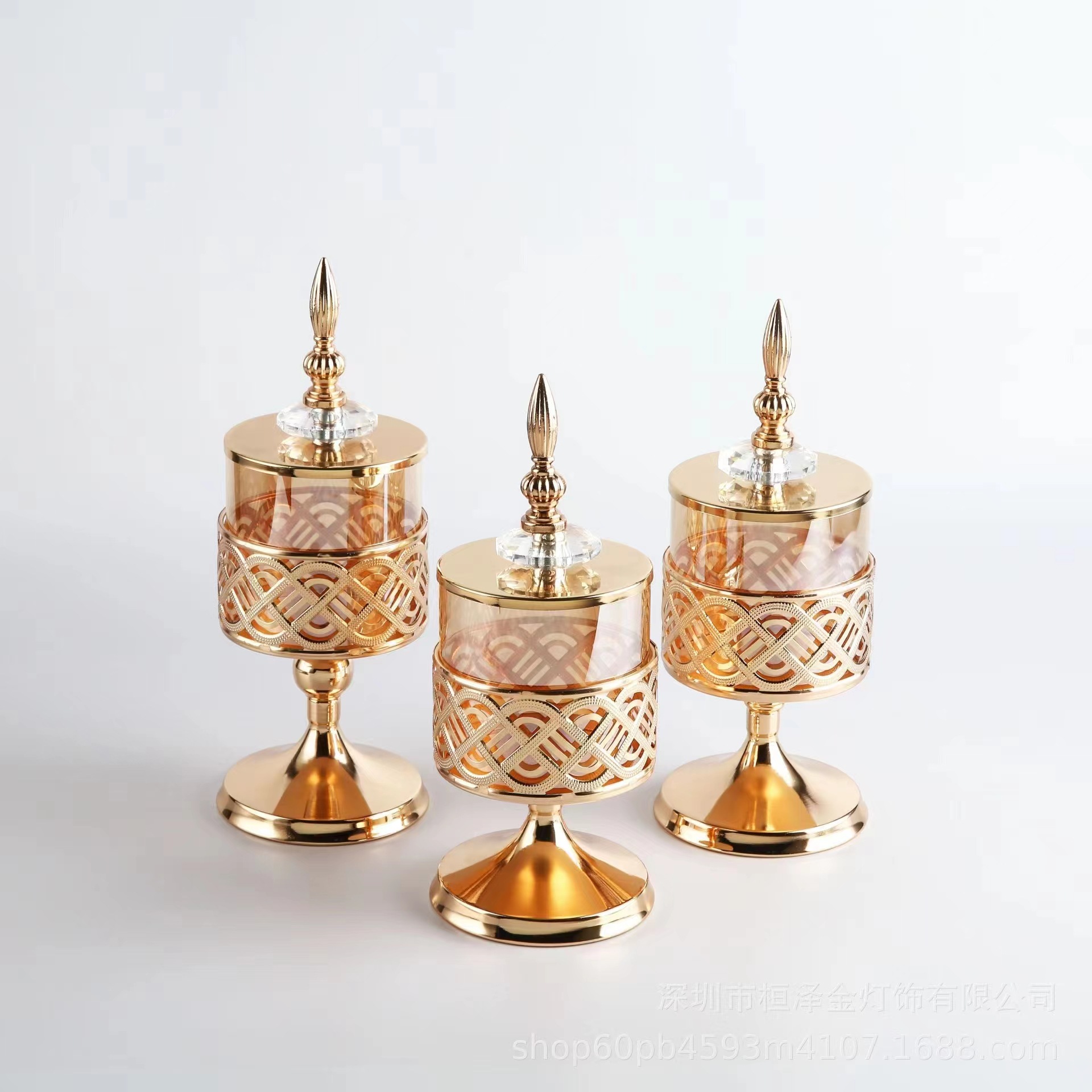 European Decoration Glass Table Candy Storage Jar Storage Box Table Craft Decoration Lace Candy Jar Three-Piece Set
