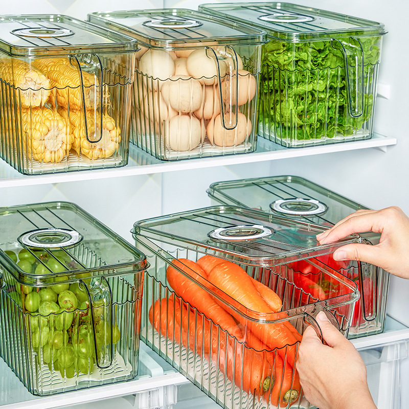 冰箱收纳盒食品级蔬菜水果鸡蛋保鲜盒厨房整理密封冷冻塑料储物盒
