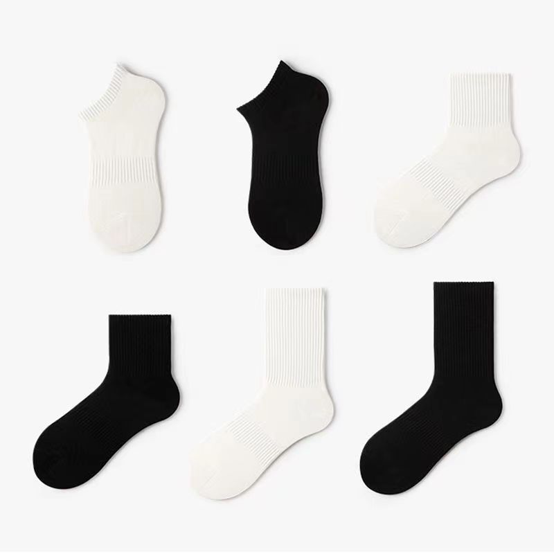 春夏男士女士纯色黑色白色长短船袜三种长度运动穿搭时尚百搭潮袜详情图2