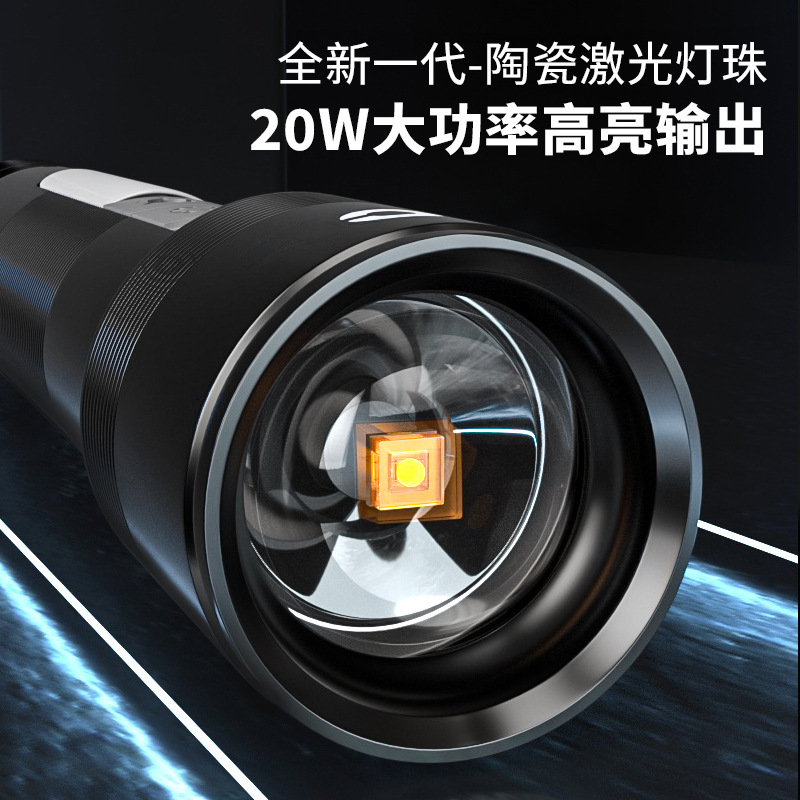 Wolson All-purpose Samurai Flashlight, White laser, multi-functional adjustable focus, rechargeable, outdoor long-range portable details Picture