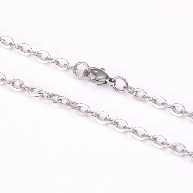 Available From Stock Stainless Steel Necklace Hammer Cross Chain Flat O-Chain Titanium Steel Necklace Men's Pendant With Chain Diy Accessories Specification drawing