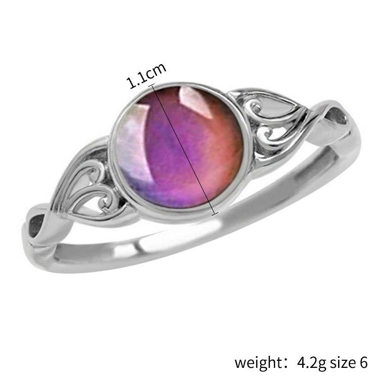 Cross-border temperature-sensing color-changing personalized ring, European and American creative personalized retro round ring factory direct sales details Picture