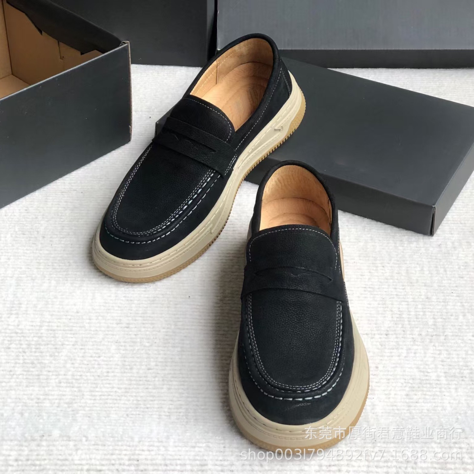 High-end original single 2024 autumn/winter new flat round toe matte cowhide casual shoes, spring and autumn simple board shoes from Dongguan details Picture