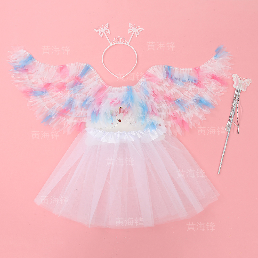 Children's angel wings four-piece set little girl wings back decoration girl stage performance clothing props factory wholesale Specification drawing