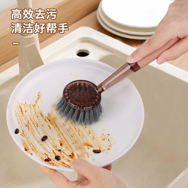 Small country Plastic manufacturer wholesale crystal pot and bowl brushes 1744 plastic pot and bowl brushes Specification image