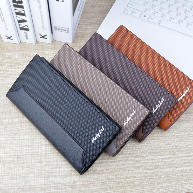 New Men's Wallet, Long Vertical Wallet, Fashionable Spliced Color-Blocking Soft Wallet, Multi-Slot Large Cash Holder, Suit Bag Specification drawing