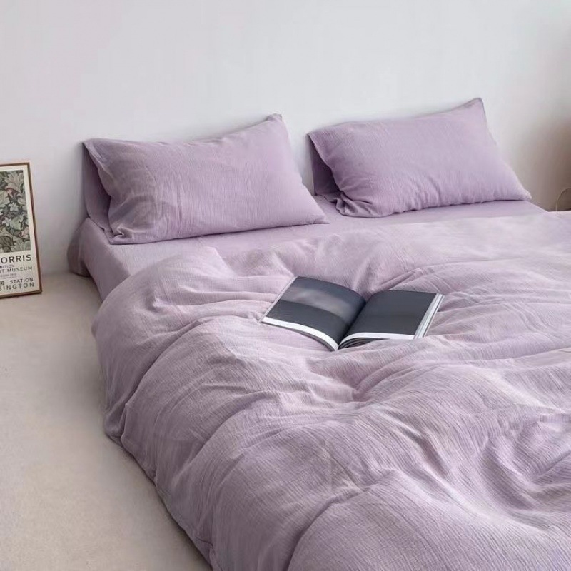 Air New Plain Bed 4-Piece Washable Cotton Solid Color Bed Sheet 3-Piece Bedding 4 Application Scenario