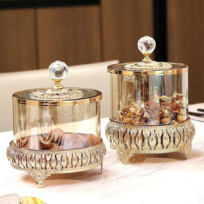 Amazon Iron Candy Jar Three-Piece Candy And Dried Fruit Storage Jar Creative Light Luxury Home Decor details Picture