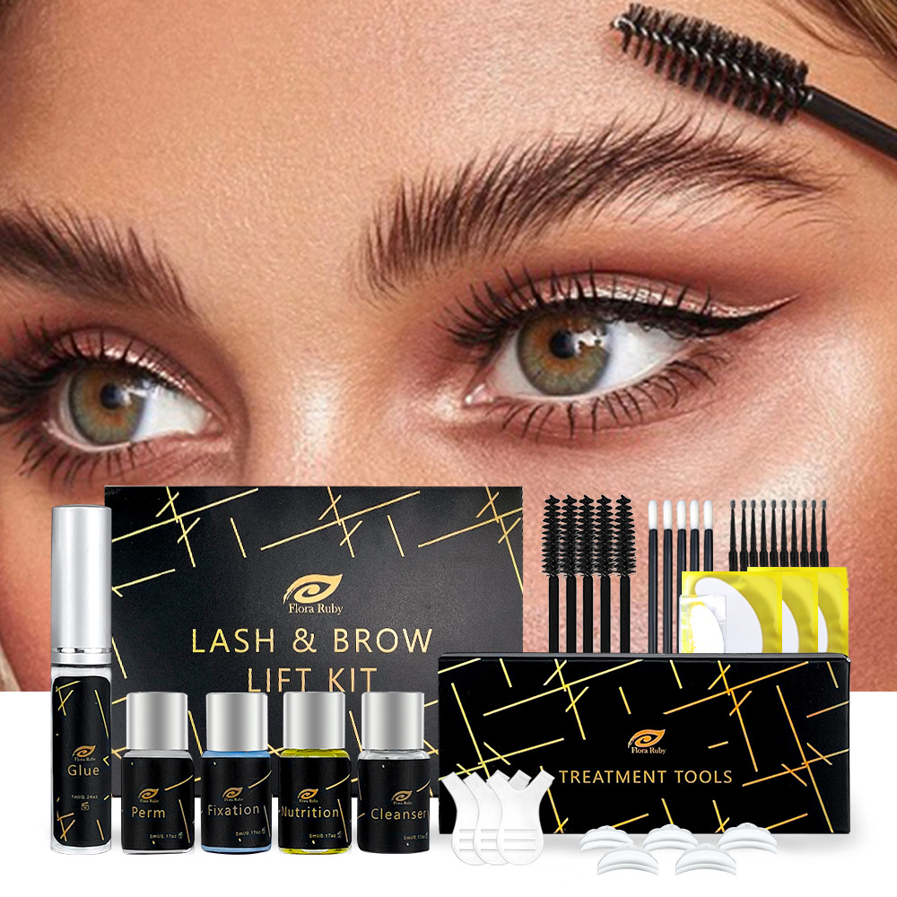 Cross Border Flora Ruby Eyebrow Perm Eyelash Perm Set Keratin Long Duration Curl Eyelash Set Beauty Batch